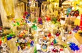 Colorful display of famous Czech Bohemian crystal glass Old Town Prague Czechia