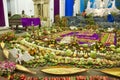 Colorful display of fruits and vegetables during holy week in the church in Antigua, Guatemala