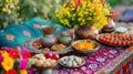 Vibrant Nowruz Celebration with Traditional Haft-Seen Table