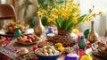 Vibrant Nowruz Celebration with Traditional Haft-Seen Table