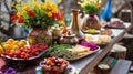 Vibrant Nowruz Celebration with Traditional Haft-Seen Table