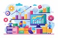 A colorful display of trade data featuring charts, graphs, and various data sets in a modern workspace trade data, simple picture Royalty Free Stock Photo