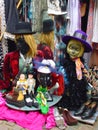 Flea market stall with second hand clothing and vintage fashion accessories Royalty Free Stock Photo