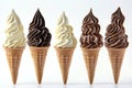A colorful display of various ice cream cone flavors Royalty Free Stock Photo