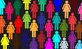 Colorful Diversity Background With Group Of Female Silhouettes On A Black Background
