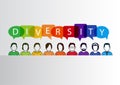 Colorful diversity background with group of people and text