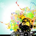 Colorful DJ Disco Flyer with Rainbow Colours Royalty Free Stock Photo