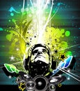 Colorful DJ Disco Flyer with Rainbow Colours Royalty Free Stock Photo