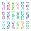 Colorful DNA icon. ADN structure spiral, deoxyribonucleic acid medical research and human biology genetics code vector