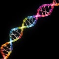 a colorful dna strand with black background Royalty Free Stock Photo