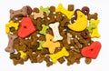 Colorful dog food flat lay background Royalty Free Stock Photo