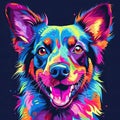 Colorful Dog Head Art, Artistic Illustration, Multicolor Paint Splash, Generative AI