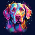 Colorful Dog Head Art, Artistic Illustration, Multicolor Paint Splash, Generative AI