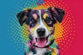 Colorful dog head with isolated pop art background, WPAP style Royalty Free Stock Photo