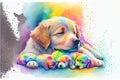 Colorful Dog mother with puppy dog puppies illustration Royalty Free Stock Photo