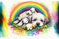 Colorful Dog mother with puppy dog puppies illustration Royalty Free Stock Photo