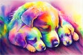 Colorful Dog mother with puppy dog puppies illustration