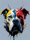 Colorful dog\'s serious expression conveyed a sense of focus and determination as if it had an important message