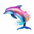 Colorful Dolphin Clipart: Vibrant And Realistic Illustration In 4k