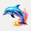 Colorful Dolphin Splash: Dynamic Pose In Realistic Illustration