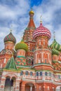 Colorful domes at Saint Basil`s Cathedral in Moscow, Russia