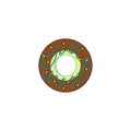 Colorful donut isolated on white background. Doughnut with chocolate. Candy, dessert concept. Vector flat design