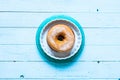 Colorful Donuts breakfast composition with different color styles Royalty Free Stock Photo