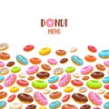 Colorful donuts icons background. Sweet bakery vector.