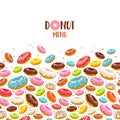 Colorful donuts icons background. Sweet bakery vector.