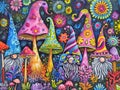 Doodle gnome mushroom art Royalty Free Stock Photo