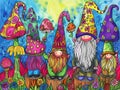 Doodle gnome mushroom art Royalty Free Stock Photo