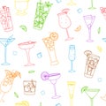 Doodle cocktails seamless pattern