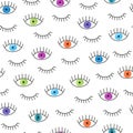 Colorful doodle eyes seamless pattern. Royalty Free Stock Photo