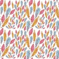 Colorful feathers creative seamless pattern