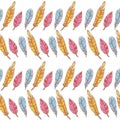 Colorful feathers creative seamless pattern