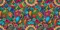 Colorful doodle seamless pattern wallpaper background Generative By AI