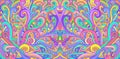 Colorful doodle waves abstract psychedelic background. Decorative surreal wavy texture. Vector hippie fantasy style