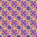 Colorful doodled vivid floral symmetrical pattern