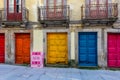 Colorful doors building Porto Sao Bento Portugal