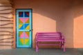 Colorful doors, pink chair Royalty Free Stock Photo