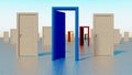 Colorful doors to the world of opportunities 3D rendering