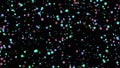 Colorful dots of light moving slowly on black background bokeh. Animation. Flying from the bokeh cloud with many small Royalty Free Stock Photo