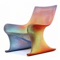 Colorful Dotted Mesh Chair: A Fusion Of Joseph Stella And Algorithmic Art