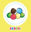 Colorful dragee on white background. Icon of sweets