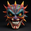 Colorful Dragon Art Skull Mask: A Grotesque And Macabre Comic Book Inspired Creation