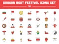 Colorful Dragon Boat Festival 35 Icons In Flat Style