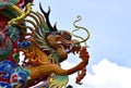 Colorful Dragon Decoration with blue sky background Royalty Free Stock Photo
