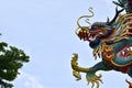 Colorful Dragon Decoration with blue sky background Royalty Free Stock Photo