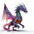 Colorful Dragon In Futuristic Fragmentation: A Playfully Intricate And Hyperbolic Expression