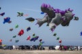 Colorful dragon kites in the air